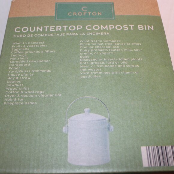 Crofton Blue Heavy Stoneware Countertop Compost Bin w/Lid and Handle New in Box - Picture 7 of 7